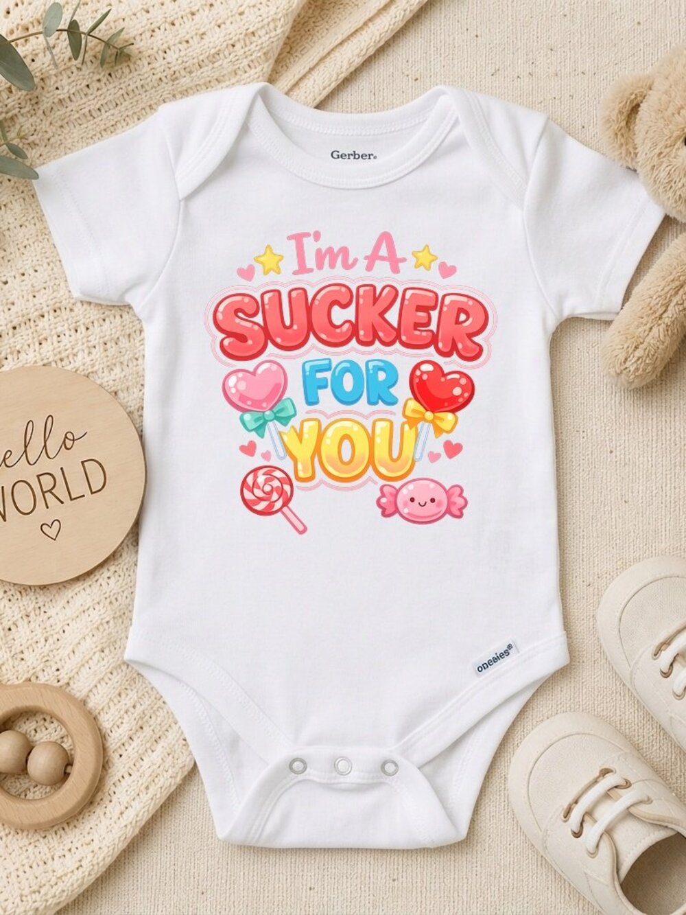 Retro Lollipop Valentine's ONESIE® - Baby Shower Gift